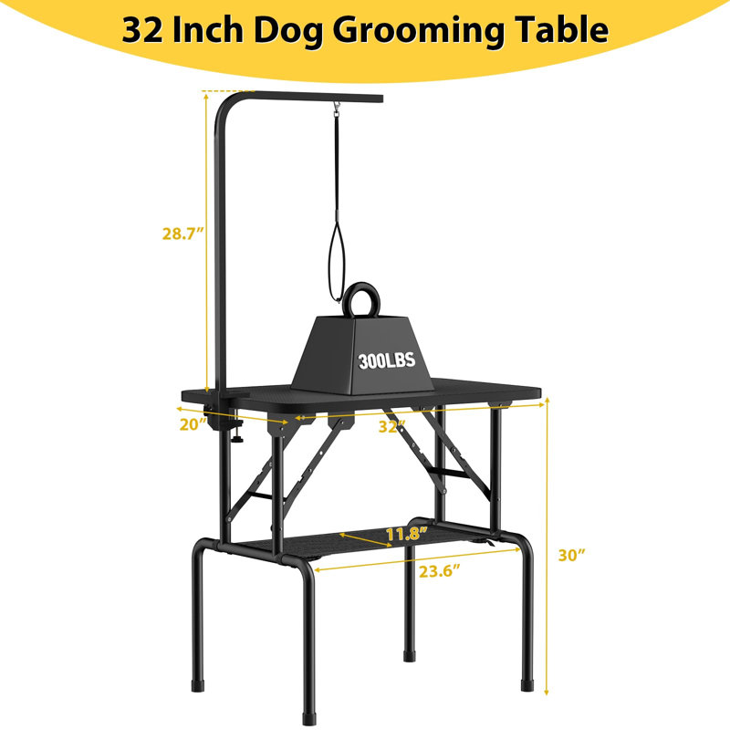 Table de toilettage pliable et réglable en métal, H 58,7 po x l 20 po x P 32 po