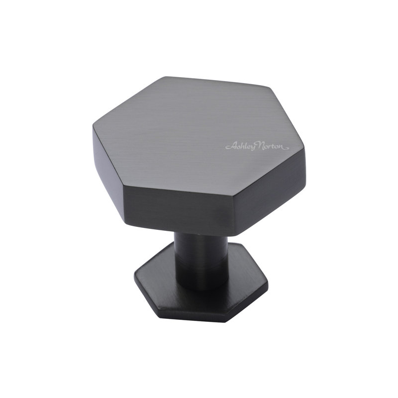 Hex Geometric Knob, Satin Brass, 1 1/4"