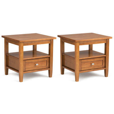 Table de bout transitionnelle en bois massif brun clair Hettie 20 po (ensemble de 2)