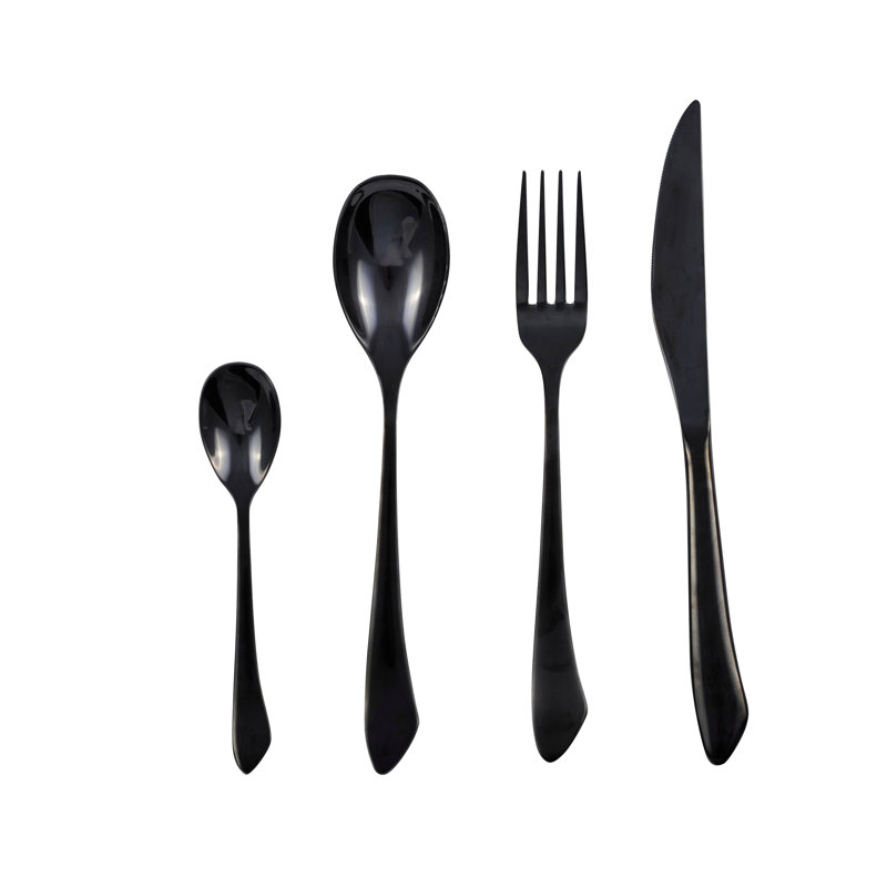 24 Piece Cutlery Set, Service for 6, Black