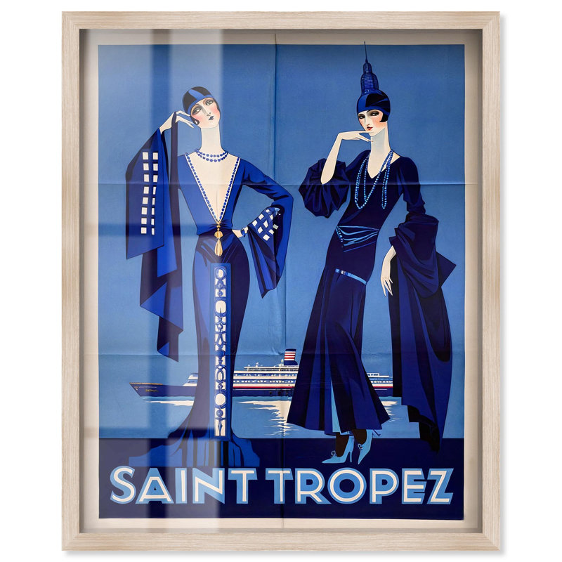 Vintage rétro Vogue Shadowbox impression rétro mode par Art Remedy, H 37 po x l 31 po, Crème, crème