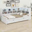 Lit de jour confort avec ports USB intégrés, lumière DEL, tiroirs de rangement et tablettes ouvertes-659600533