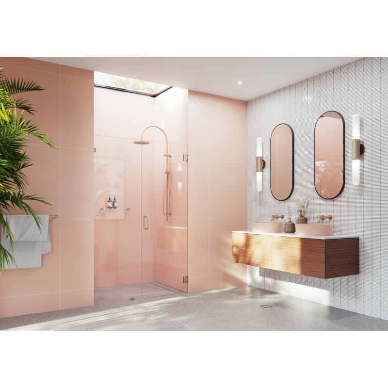 Illume 51.75 in. x 78 in. Fully Frameless Wall Hinge Shower Door, Brushed Bronze