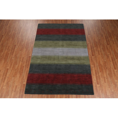 Tapis oriental rayé Gabbeh 7 x 10