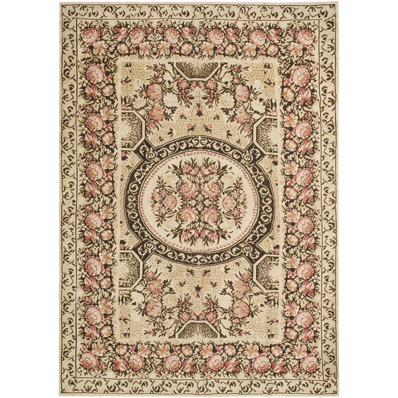 Rare Mid 19th Century Flat Woven Antique Floral Medallion Bessarabian Kilim Rug