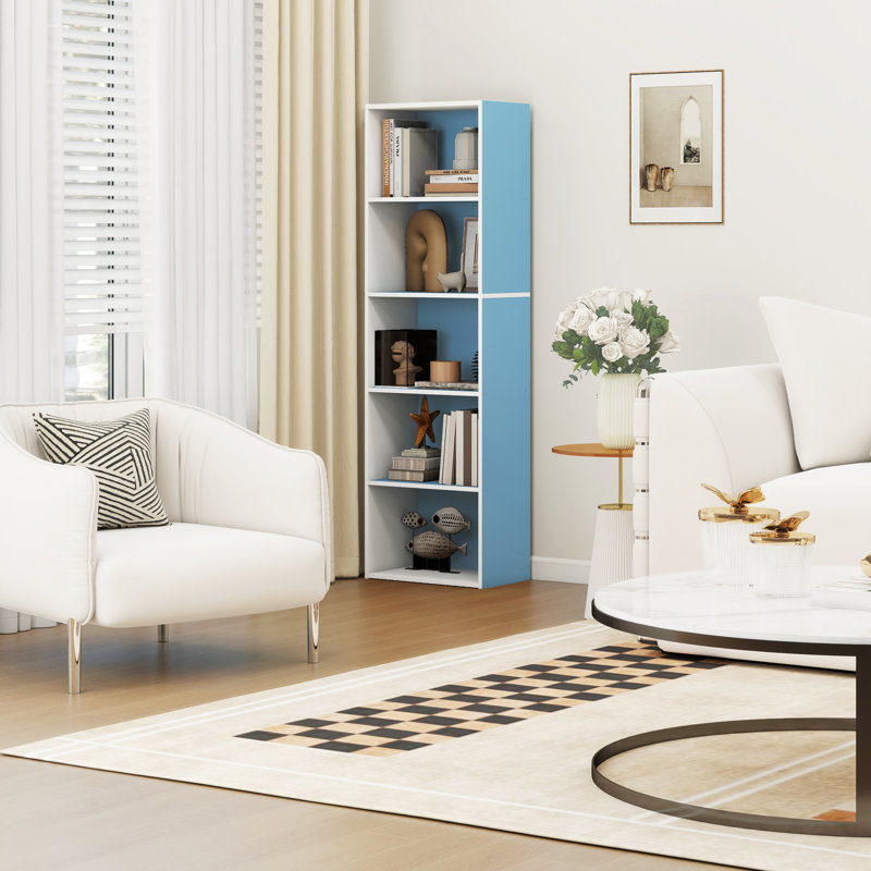  Bibliothèque réversible Luder, (5 tablettes) H 52 po x l 15,8 po x P 9,4 po, Blanc / Bleu
