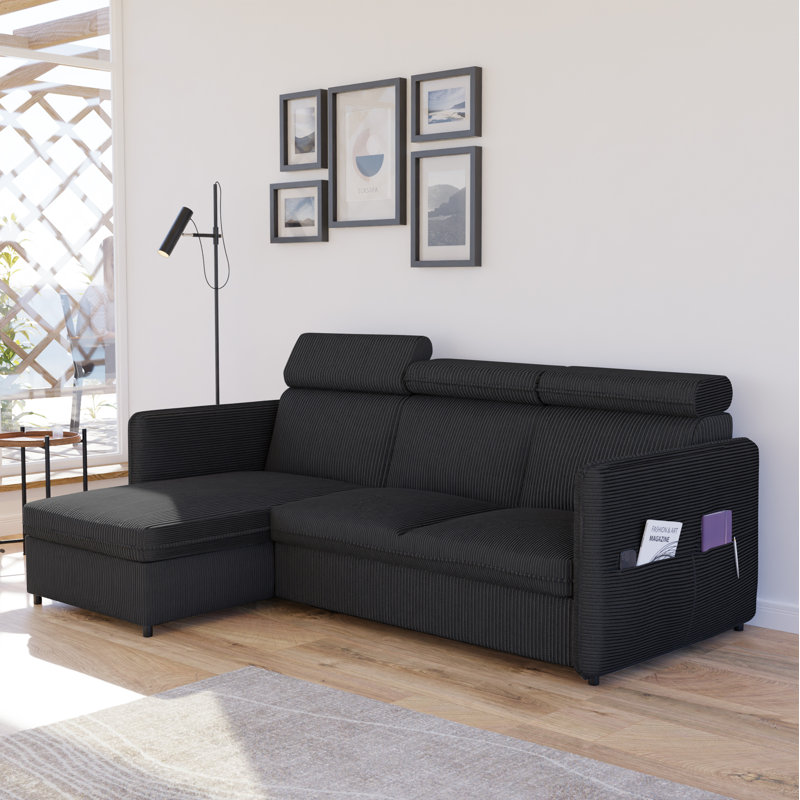 3 Seater Sofa Bed, Black