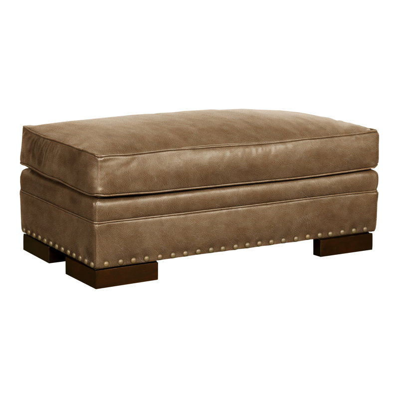 Riverside Upholstered Ottoman, Havana, Distinct Shroom Genuine Leather, Yes
