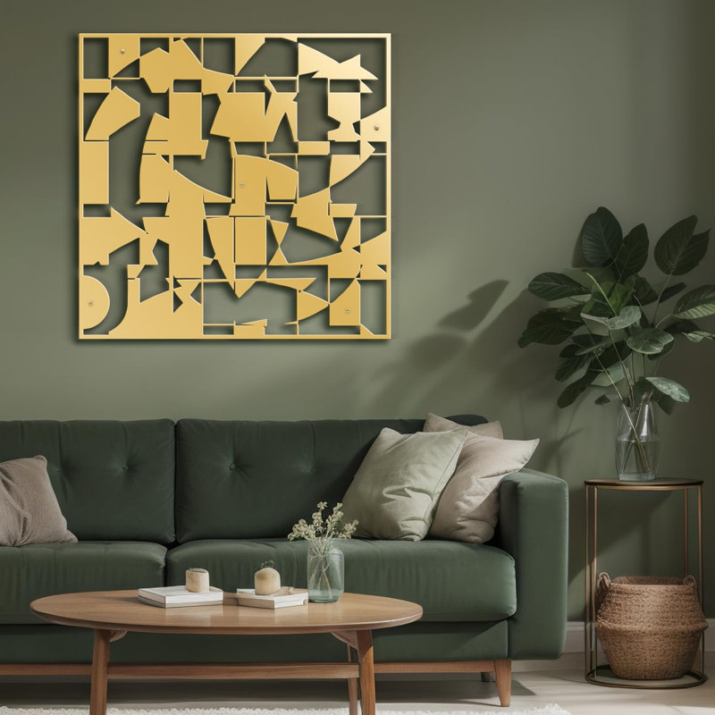 Décoration murale en métal, H 18 po x l 18 po x P 0,05 po, Or
