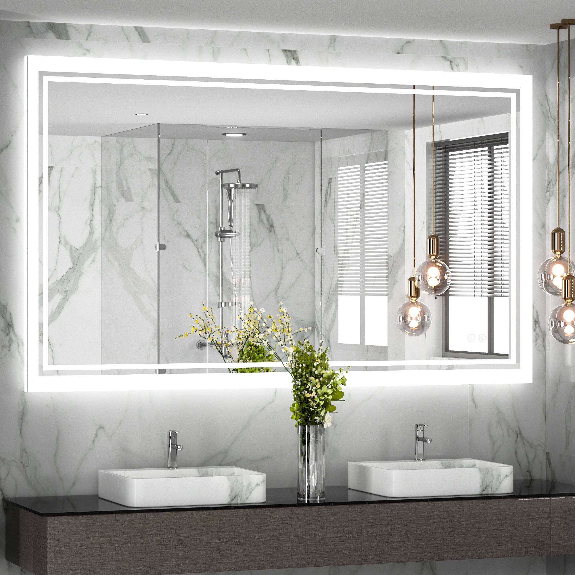 Latitude Run® Frameless Lighted Bathroom Mirror Wayfair