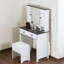 Meuble-lavabo Farmhouse 32 po avec miroir éclairé, station de charge, tiroirs et tablettes, tabouret.