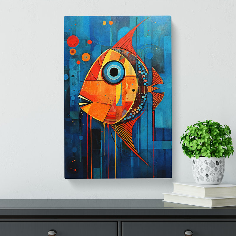 Fish Expressionism Art - Wrapped Canvas, 76cm H x 50cm W x 3cm D
