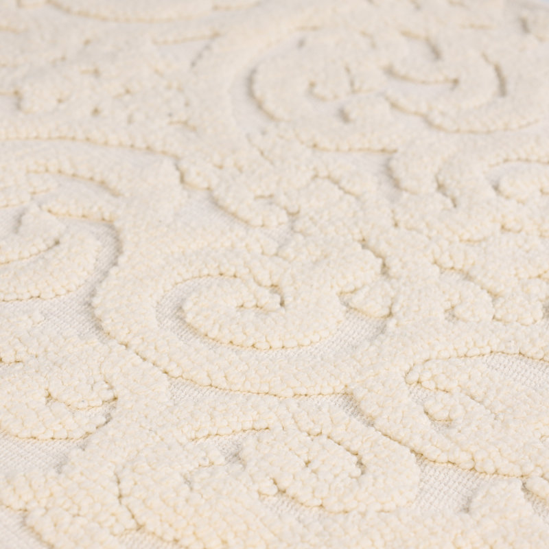 Venere Elegant Floral Scroll Textured Machine Washable Bath Rugs, Set Of 2, 2 Pc Set - Large, Ivory