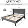 Hilbert Upholstered Low Profile Platform Bed Frame with Headboard