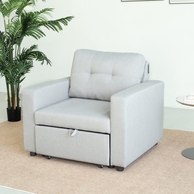 Upholstered Linen Convertible Chair