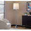 Lampe sur pied en métal en nickel poli et cristal K9 transparent avec abat-jour en lin blanc - ensemble de 2