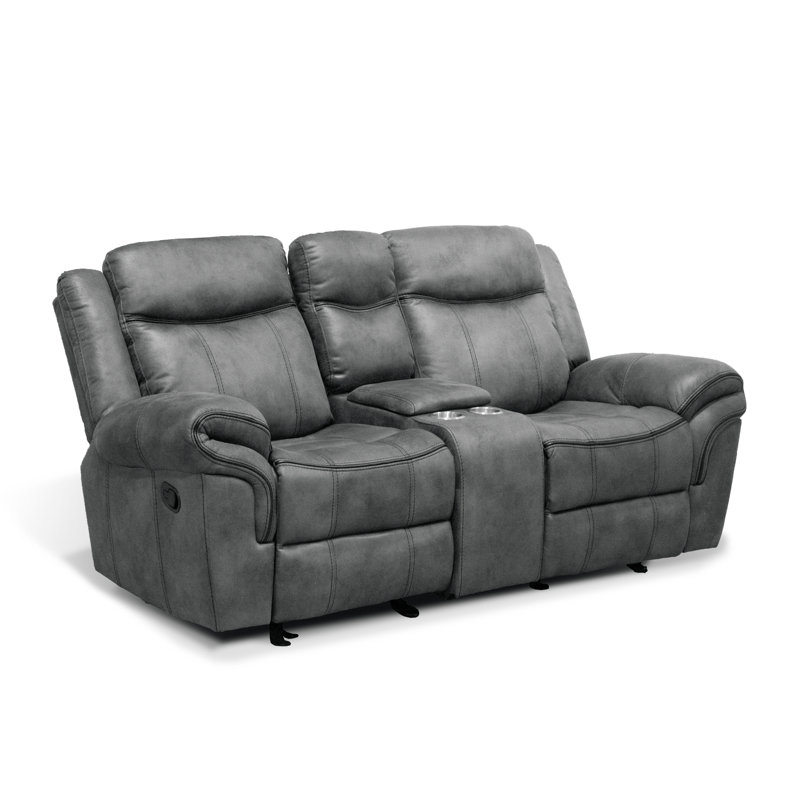 Caenas 79'' Upholstered Manual Glider Reclining Loveseat, Silver