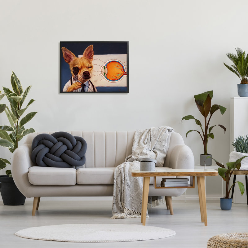 «Dog Optometrist» par Lucia Heffernan, Giclée encadrée noir minuit, H 24 po x l 30 po