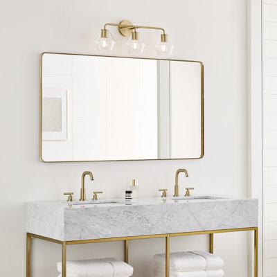Rooks 26" W Steel 3-Light Dimmable Vanity Light with Glass Shades