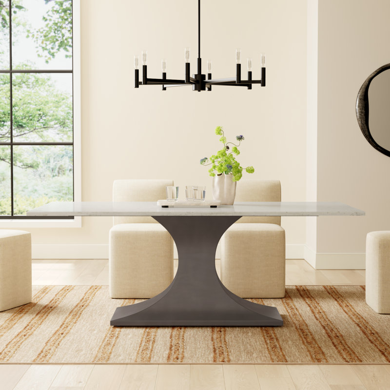 Amboise Metal Base Dining Table, White