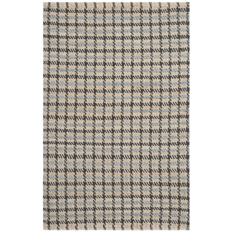 Arria Cape Cod Hand Woven Jute/Cotton Houndstooth Rug in Gray/Natural