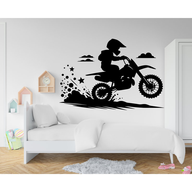 Motocyclette garçon autocollant mural vélo de saleté autocollant mural moto décorations murales pépinière chambre à coucher 343RS