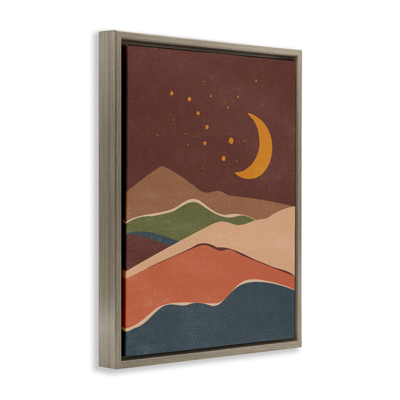 Art mural sur toile flottant Earthtone Desert Moon par Nataly White, Cadre flottant orme Montalcino, H 21 po x l 17 po