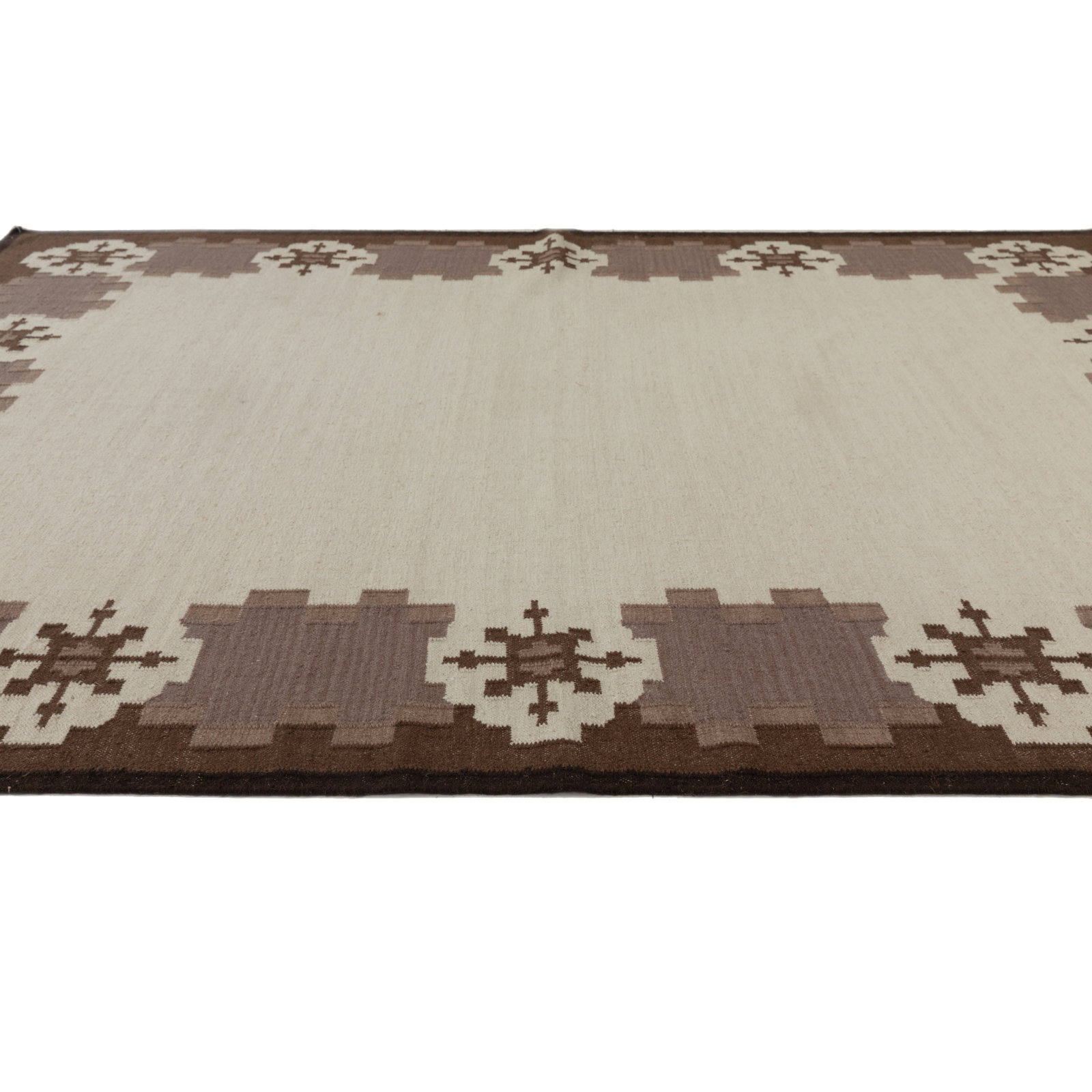 Heidi Nordic Flatweave Geometric Wool Rug, 3'x5', Brown