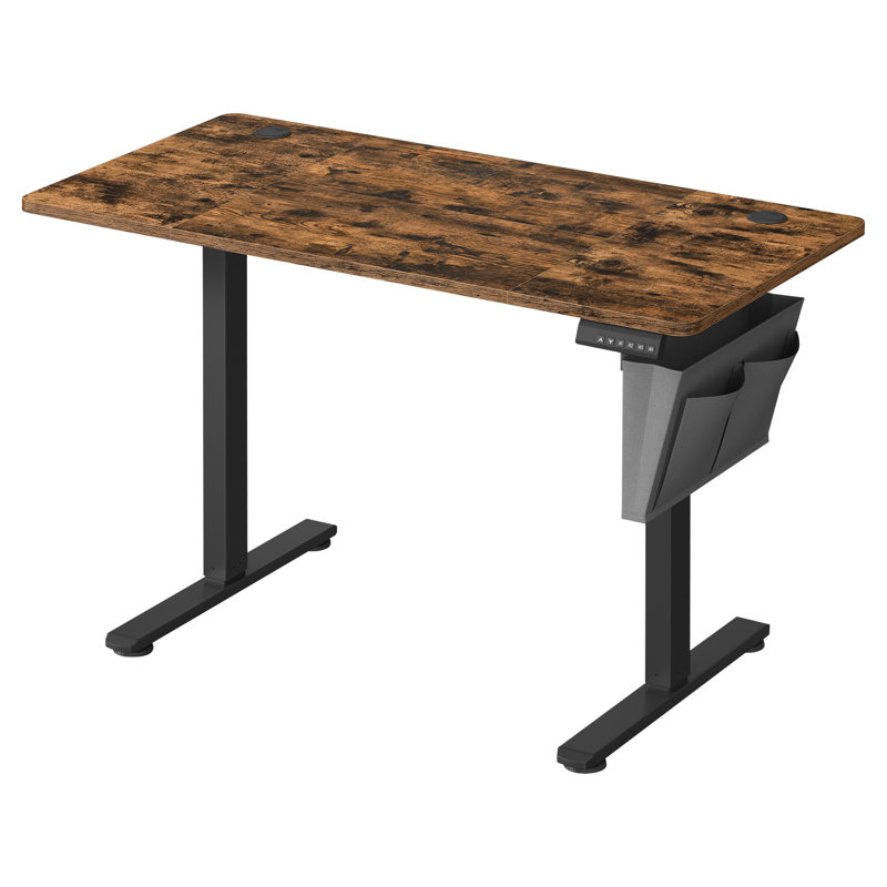 Height Adjustable Rectangle Standing Desk, 120 H x 120 W x 60 D cm, Brown/Black