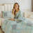 Cotton Blend Quilt Set Reversible Floral Pattern Lightweight Bedspread with Damask Stitching and Matching Shams-1469890474