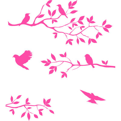 Burnish Birds & Blossoms Vinyl Wall Decal - Elegant Nature-Inspired Art Decor for Home Living Room