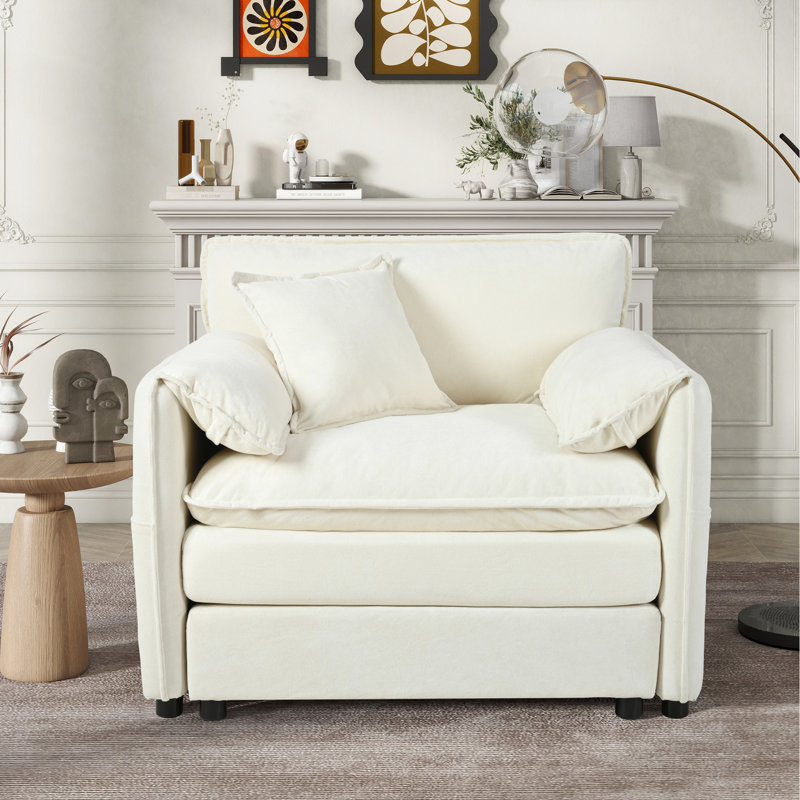 Fauteuil surdimensionné de 41,73 po, fauteuil rembourré en chenille avec coussin décoratif, chambre à coucher de salon, canapé modulaire, assise profonde, tissu respirant doux, assemblage personnalisable de style appartement moderne,
