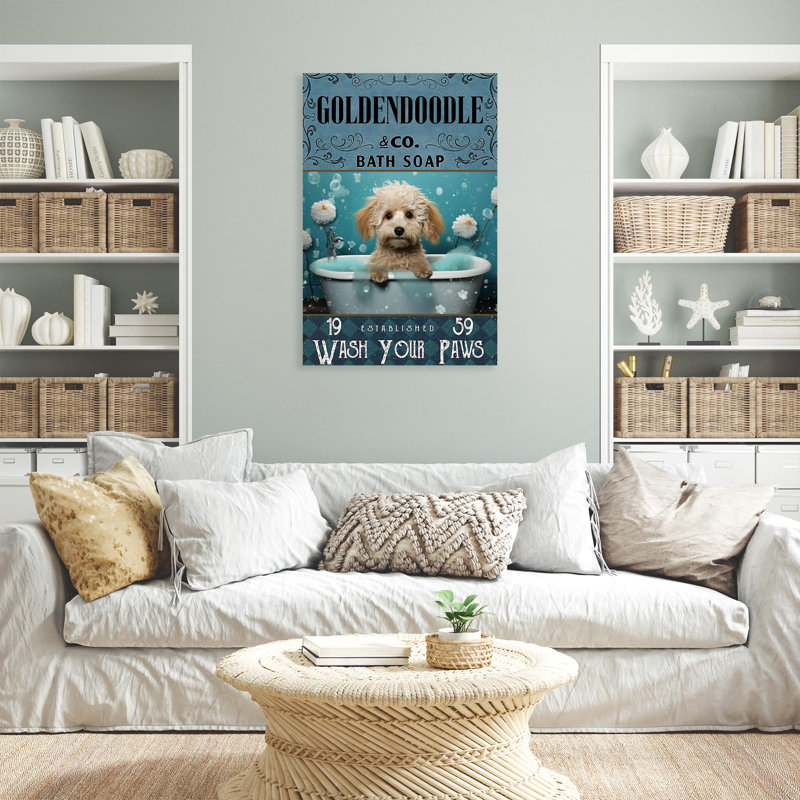 " Goldendoodle Bath Soap ", 36" H x 24" W x 1.25" D