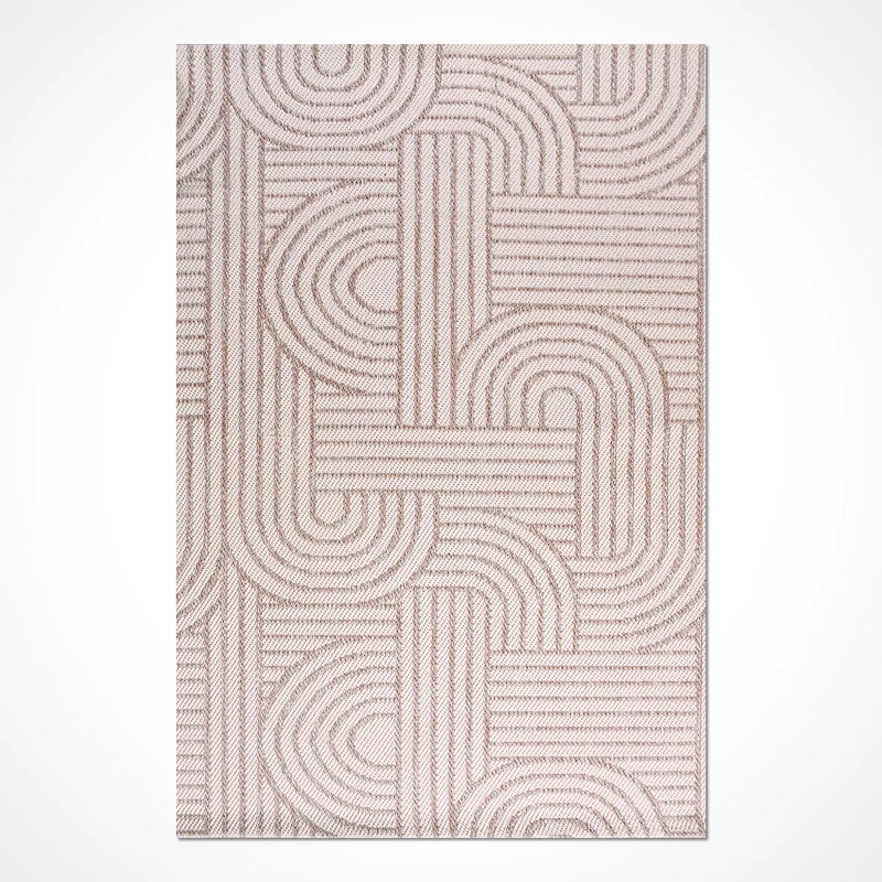 Tapis crème moderne en polyester Ebert facile à nettoyer, 5 pi x 7,5 pi