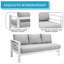 Ensemble de conversation modulaire en aluminium 4 pièces pour patio, canapé 7 places avec coussins épais et structure blanche et table basse
