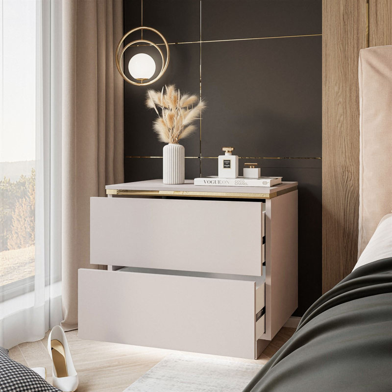 50cm W Manufactured Wood Bedside Table