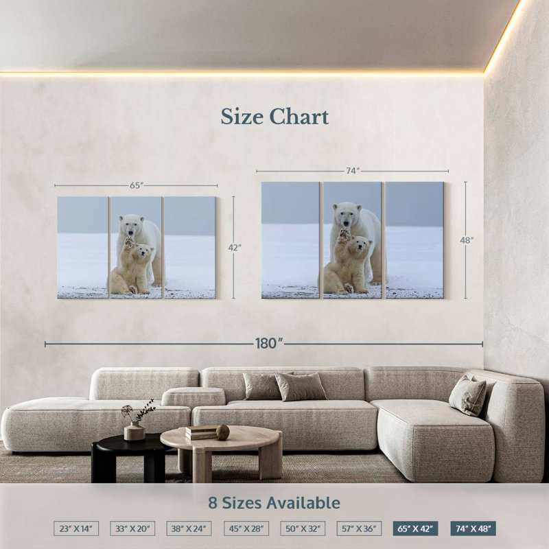 Brampt Polar Bear Waving, 42" H x 65" W