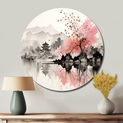 Art asiatique, lac Sumi III - art rond en métal