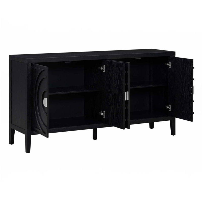 Buffet rétro avec rainure circulaire, Noir