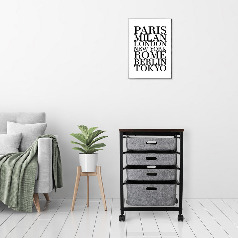 Commode de rangement roulante 4 tiroirs Kinnie