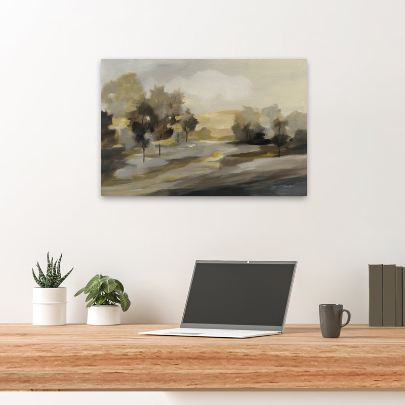 Paysage rustique - champs abstraits brun crème, H 24 po x l 16 po