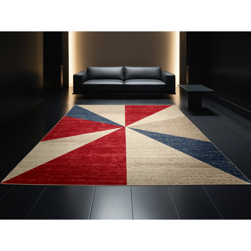 Soft Plush Everitt July 4Th Modern & Contemporary Abstract Area Rug in Brown – Beige Binding, 2x5