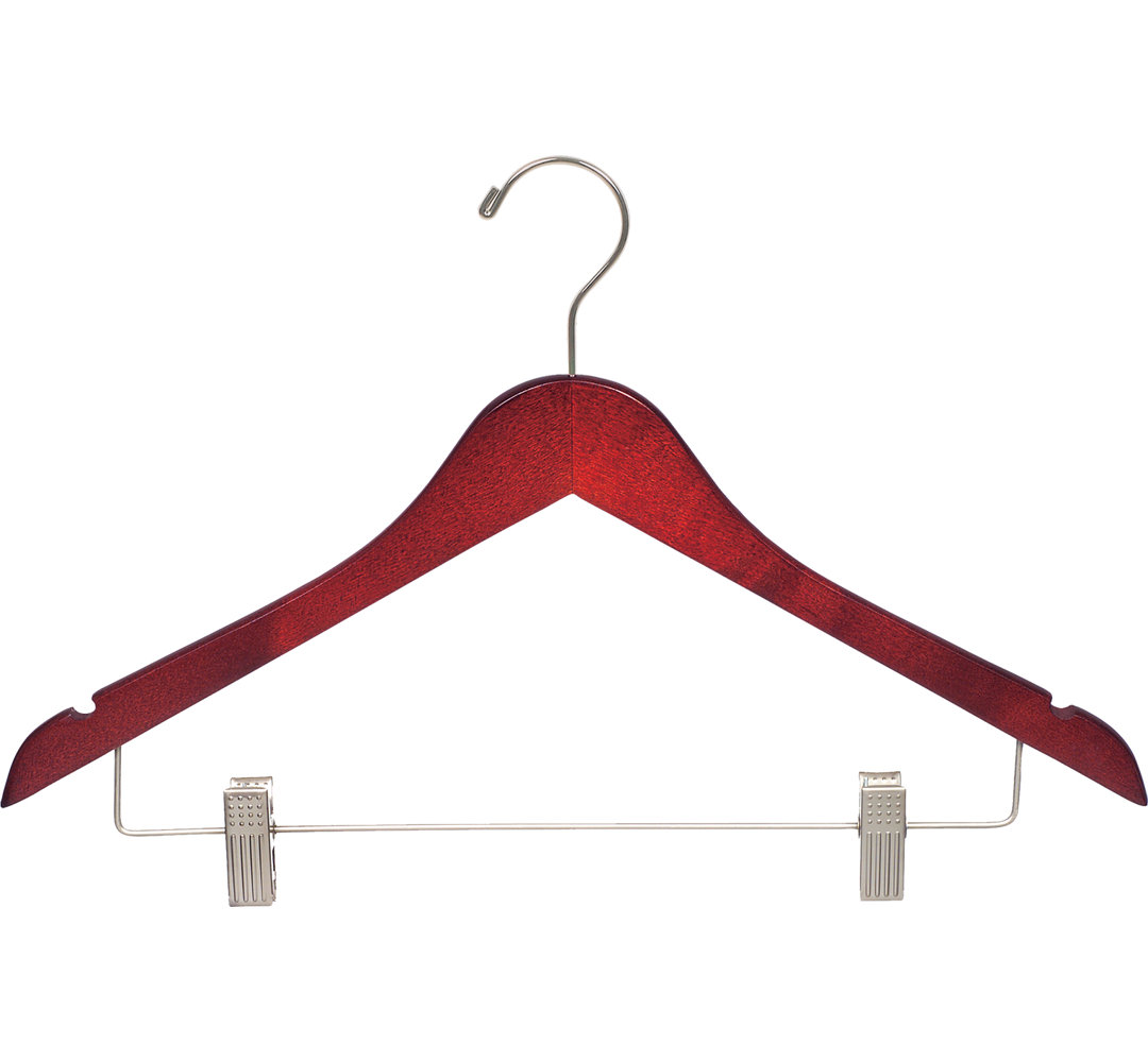 Brock Wood Hangers With Clips for Suit/Coat (Set of 25) Rebrilliant 