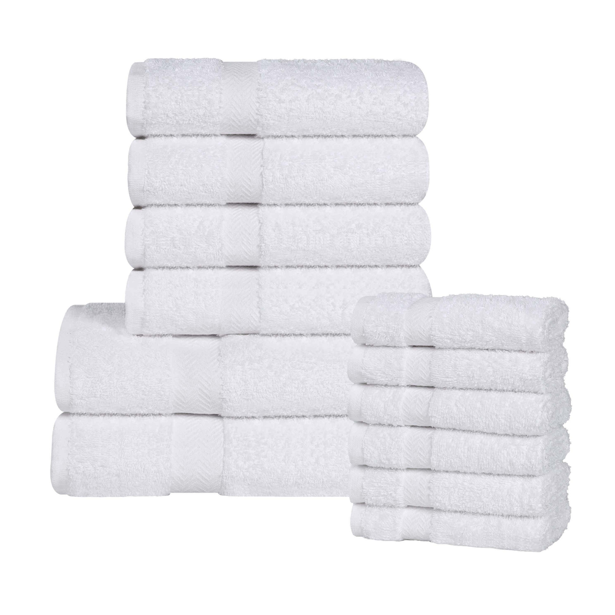 Jemma Eco-Friendly 12 Piece 100% Cotton Towel Set, White