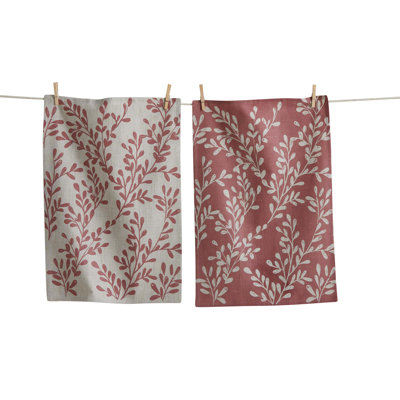 Canyon Print Leafy Vine Purple Kitchen Towel Set  Everyday Dishtowels, Machine Washable.