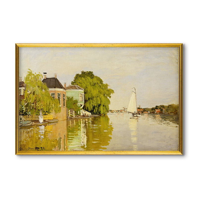 Maisons sur l'Achterzaan, 1871 - Claude Monet - Toile encadrée sur mesure, 28 po x 40 po, Toile avec cadre