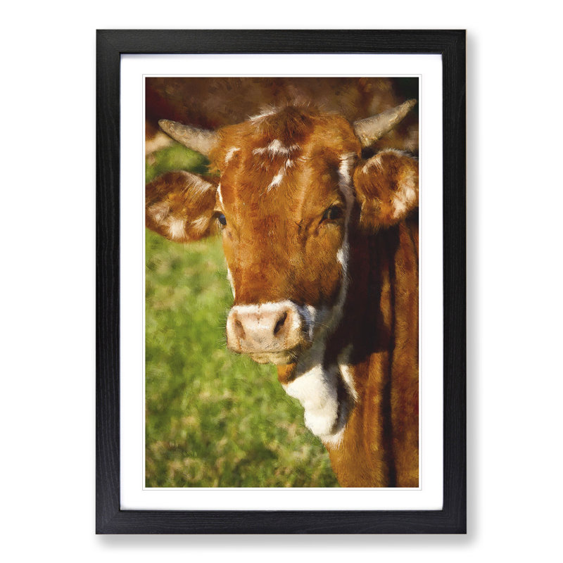 Portrait of a Cow Vol.2 - Framed Print, 36cm H x 27cm W x 2cm D, Black Framed