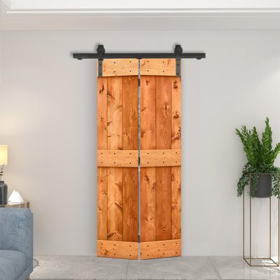 Porte de grange pliante en bois DIY avec ensemble de quincaillerie coulissante