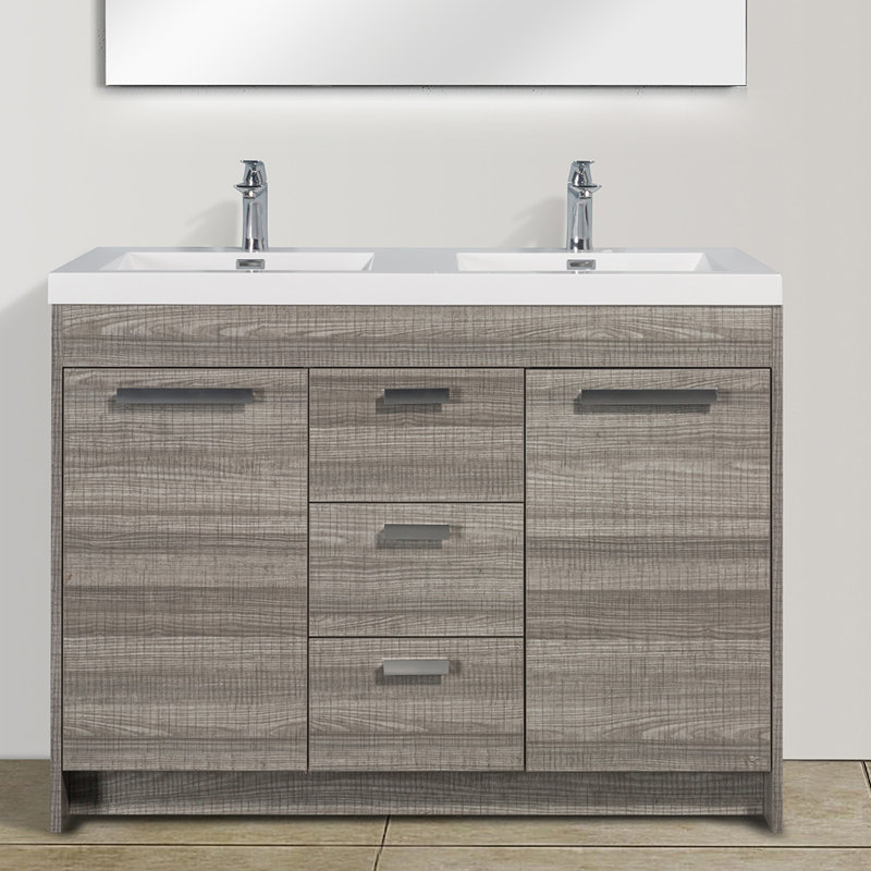 Firkins 48" Double Bathroom Vanity Set, Chrome, Ash