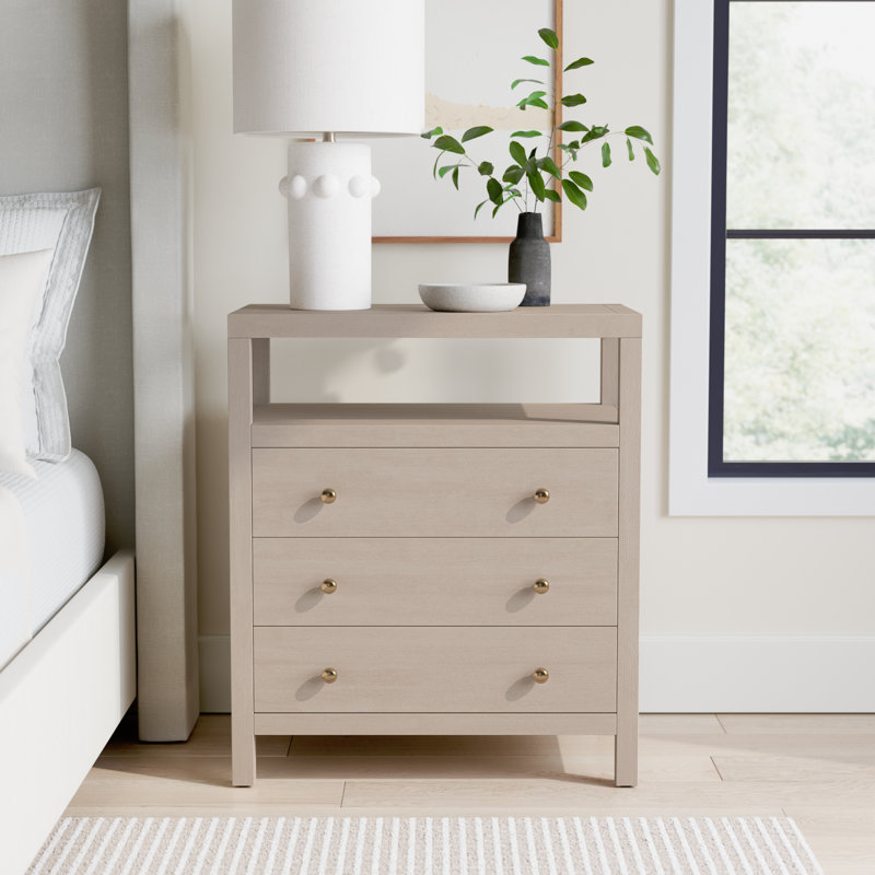 Celine 27" 3-Drawer Nightstand, Antique Taupe